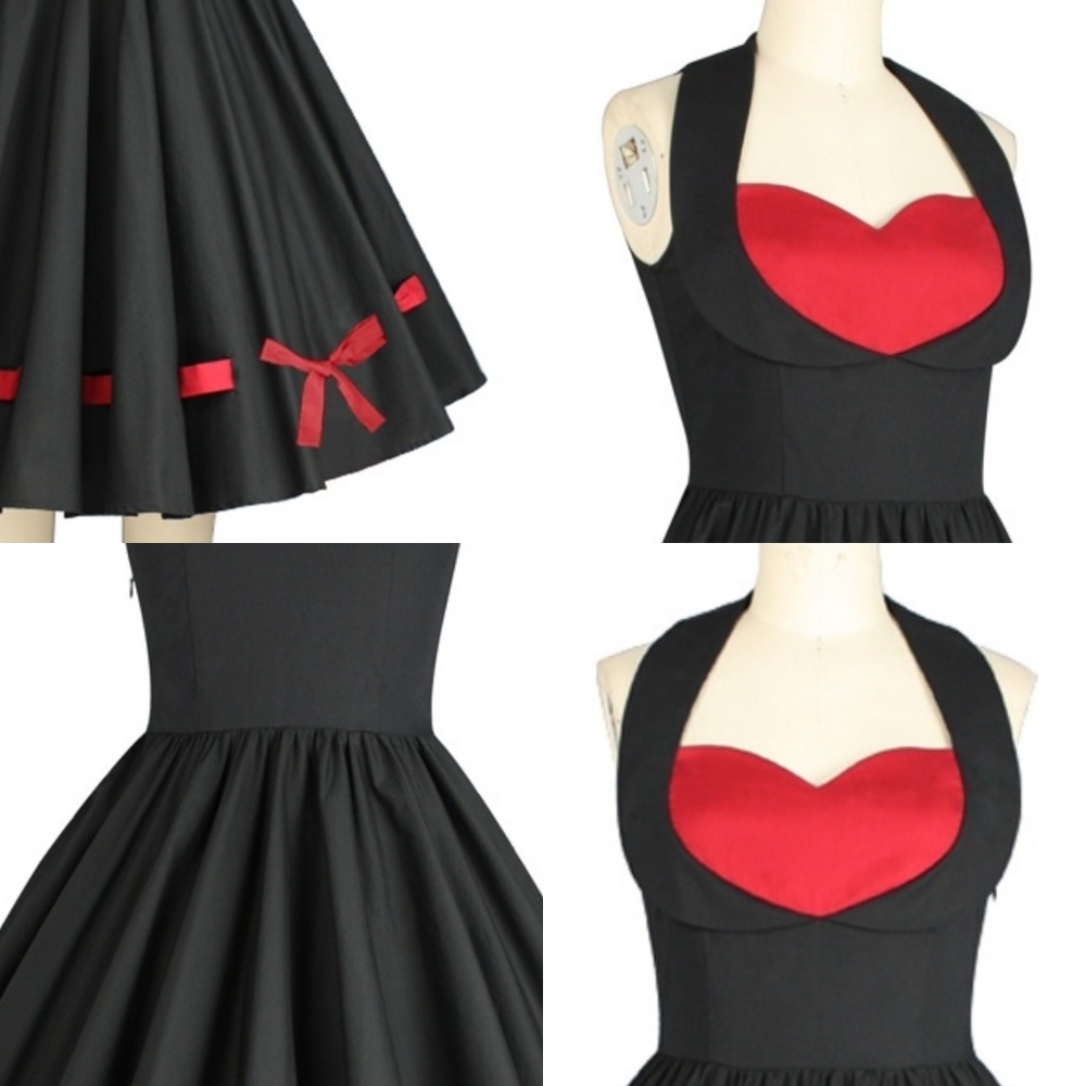 Pin Up Clothing Pocket Shelf Bust Dress 1950s Bow - Picture 5 of 8
